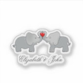 Sticker Eléphants adorables dans l'amour - Personnalisé (Devant)