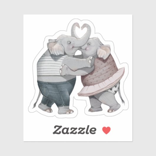 Sticker Elephants en amour (Feuille)