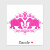 Sticker Eléphants roses Animal décoratif (Feuille)