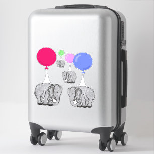 Sticker Éléphants volants avec ballons à hélium