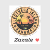 Sticker Eleuthera Island Bahamas Retro Sunset Souvenirs (Feuille)