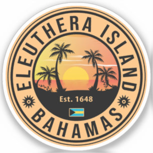 Sticker Eleuthera Island Bahamas Retro Sunset Souvenirs