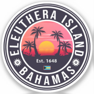 Sticker Eleuthera Island Bahamas Retro Sunset Souvenirs