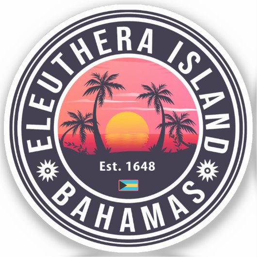 Sticker Eleuthera Island Bahamas Retro Sunset Souvenirs (Recto)