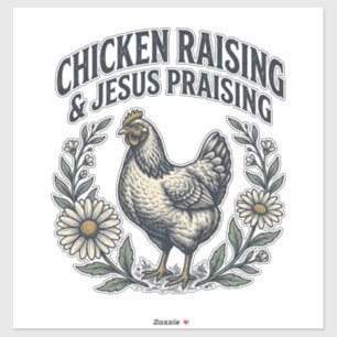 Sticker Élevage de poulets et louange à Jésus vintage poul