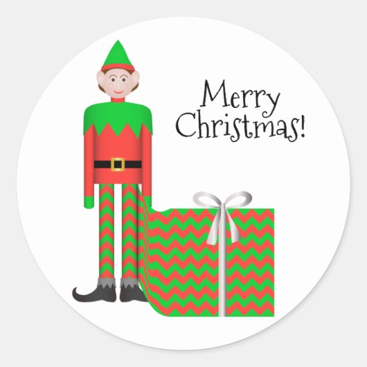 Sticker Elf de Noël - Forfait cadeau Chevron (Devant)