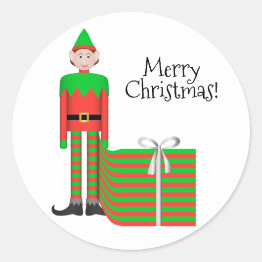 Sticker Elf de Noël - Forfait Cadeau rayé (Devant)