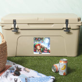 Sticker Elfe de Noël couché avec Calico Kitten (Glacière)