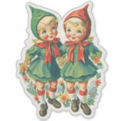 Sticker Elfes de Noël rétro adorables (Devant)