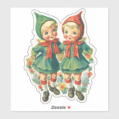 Sticker Elfes de Noël rétro adorables (Feuille)