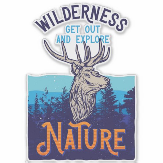 Sticker Elk Sauvage Sortez Et Explorez La Nature (Devant)