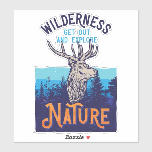 Sticker Elk Sauvage Sortez Et Explorez La Nature (Feuille)