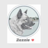 Sticker Elkhound norvégien à la peinture de village - Chie (Feuille)