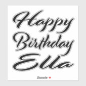Sticker Ella Nom Prénom Anniversaire de la Broderie noire (Feuille)