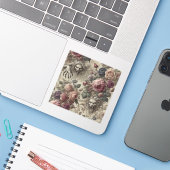 Sticker Elle a des griffes - Gothique Floral (Ordinateur portable avec iPhone)