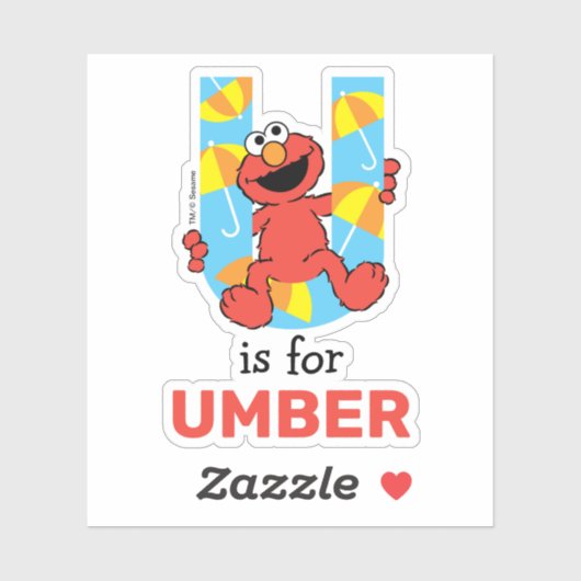 Sticker Elmo Alphabet | U Parapluie (Feuille)