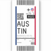 Sticker Embarquement pass pour Austin (AUS) (Devant)
