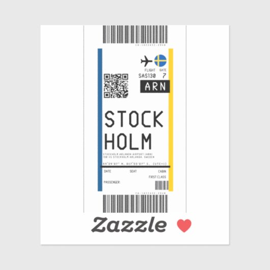 Sticker Embarquement pass pour Stockholm (ARN) (Feuille)