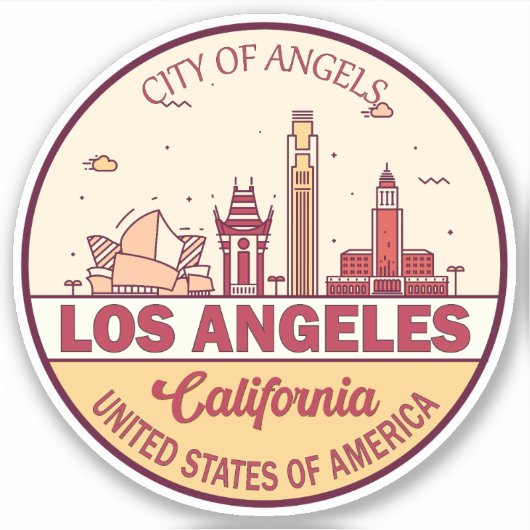 Sticker Emblem de Los Angeles California City Skyline (Devant)