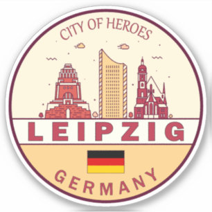 Sticker Emblem Leipzig Allemagne City Skyline