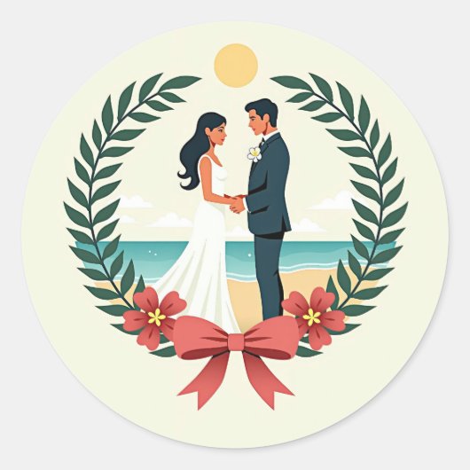 Sticker Emblem Mariage Plage (Devant)
