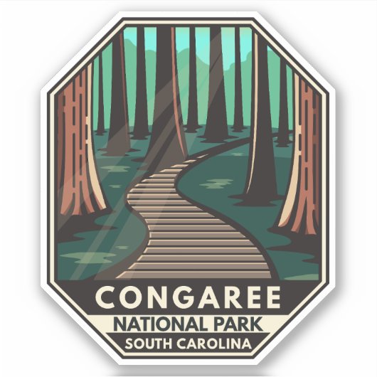 Sticker Emblem rétro du Parc national de Congaree (Devant)
