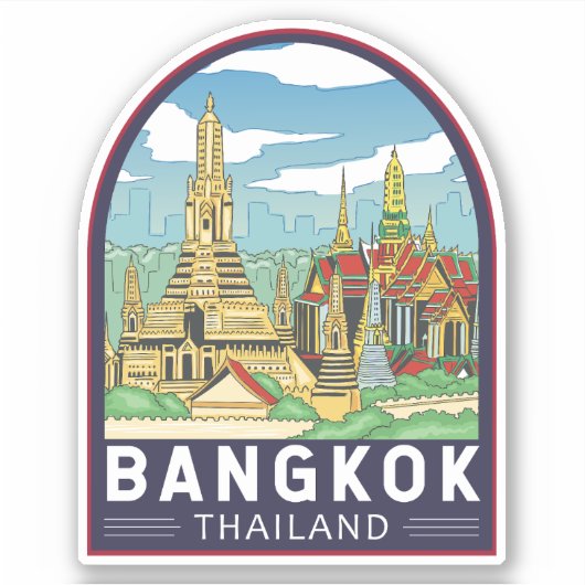 Sticker Emblème Bangkok Thaïlande Travel Retro (Devant)