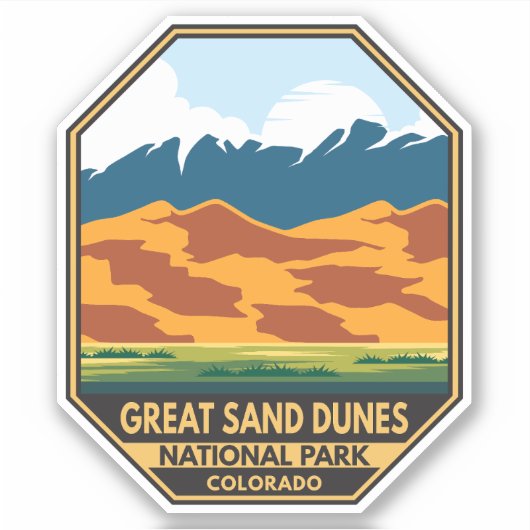 Sticker Emblème coloré du parc national des grandes dunes (Devant)