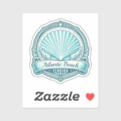 Sticker Emblème côtier d'Atlantic Beach FL coquillage (Feuille)
