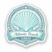 Sticker Emblème côtier de coquillage de Atlantic Beach FL (Recto)
