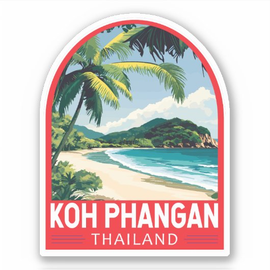 Sticker Emblème d'art de voyage Koh Phangan Thaïlande (Devant)