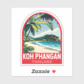 Sticker Emblème d'art de voyage Koh Phangan Thaïlande (Feuille)