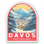 Sticker Emblème d'art voyage Davos Suisse (Devant)