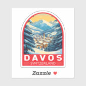 Sticker Emblème d'art voyage Davos Suisse (Feuille)