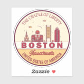 Sticker Emblème de Boston Massachusetts City Skyline (Feuille)