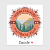 Sticker Emblème de Compass rétro du parc national des Casc (Feuille)