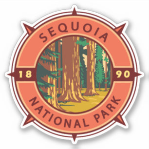 Sticker Emblème de compass rétro du parc national Sequoia