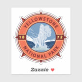 Sticker Emblème de compass rétro du parc national Yellowst (Feuille)