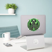 Sticker Emblème de faucheuse en vert6 (Ordinateur portable sur le bureau)