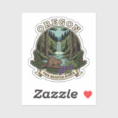 Sticker Emblème de la forêt et des cascades de l'Oregon, É (Feuille)