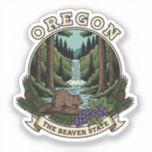 Sticker Emblème de la forêt et des cascades de l'Oregon, É (Recto)
