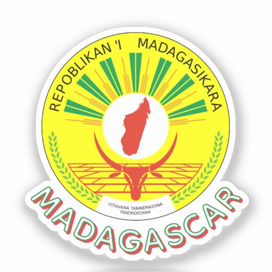Sticker Emblème de Madagascar avec détail du drapeau (Recto)