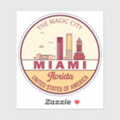 Sticker Emblème de Miami Florida City Skyline (Feuille)