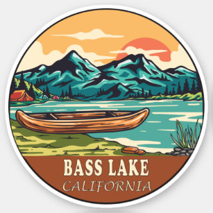 Sticker Emblème de pêche nautique de Bass Lake California
