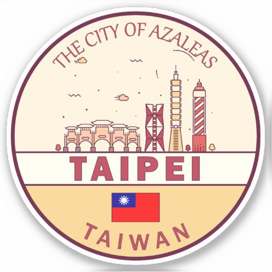 Sticker Emblème de Taïpei Taïwan City Skyline (Devant)