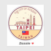 Sticker Emblème de Taïpei Taïwan City Skyline (Feuille)