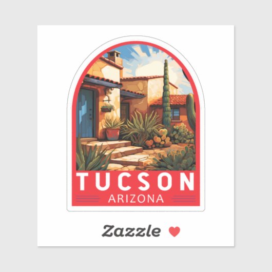 Sticker Emblème de Tucson Arizona Travel Art (Feuille)