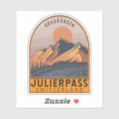 Sticker Emblème de voyage rétro Julier Pass Suisse (Feuille)