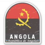 Sticker Emblème du drapeau angolais Vintage<br><div class="desc">L'emblème angolais en détresse orné du drapeau et des armoiries.</div>