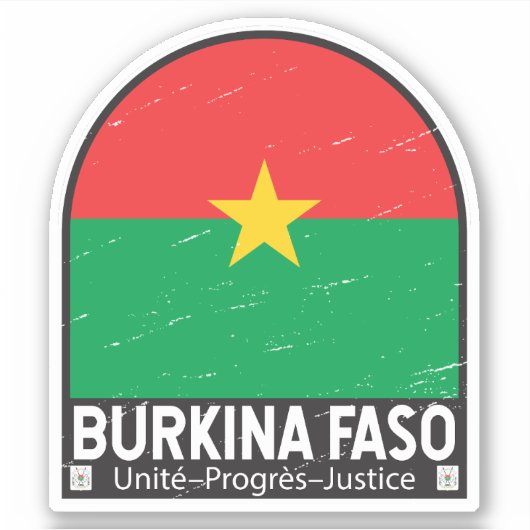 Sticker Emblème du drapeau burkinabé Vintage (Devant)